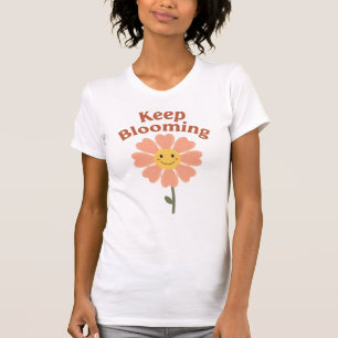 "Keep Blooming" Retro Smiling Flower T-Shirt