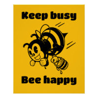 Keep Busy Be Happy Busy Bee Motivational Cartoon