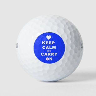 KEEP CALM AN CARRY ON Blue Golf Balls