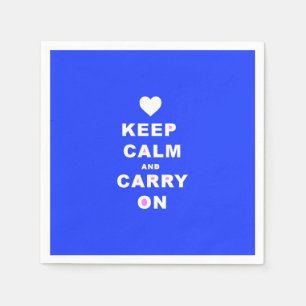 KEEP CALM AN CARRY ON Blue Napkin
