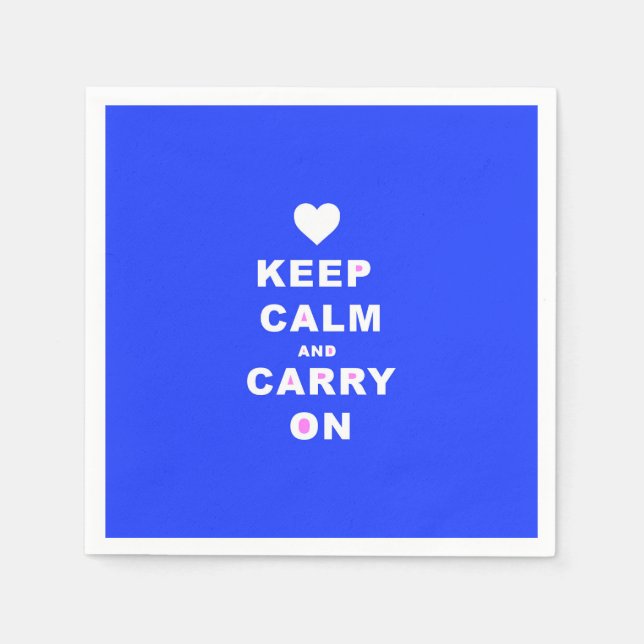 KEEP CALM AN CARRY ON Blue Napkin (Front)