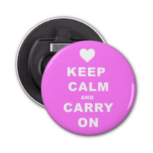 KEEP CALM AN CARRY ON Pink Bottle Opener