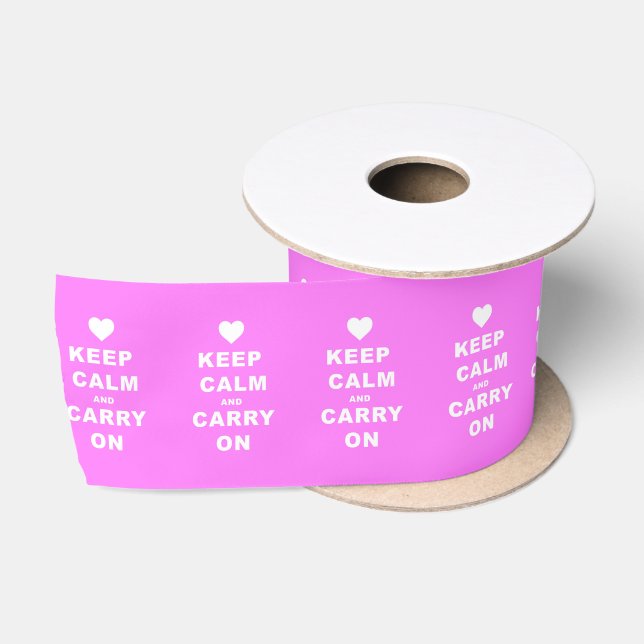 KEEP CALM AN CARRY ON Pink Satin Ribbon (Spool)