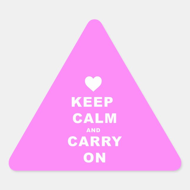 KEEP CALM AN CARRY ON Pink Triangle Sticker (Front)