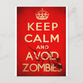Keep calm and avoid zombies postcard
