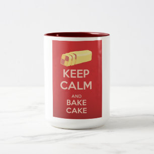 Keep Calm and Bake Cake Vintage Poster Two-Tone Coffee Mug