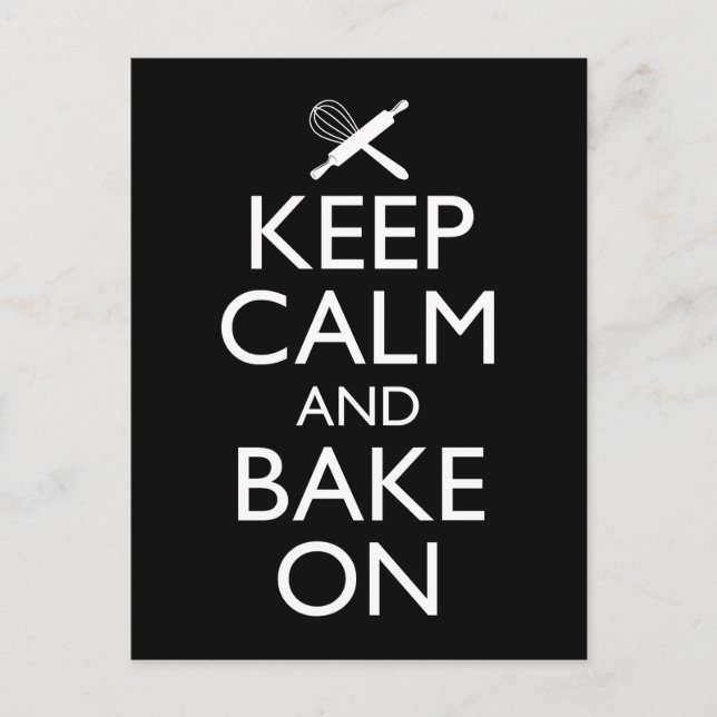 Keep Calm And Bake On Postcard (Front)