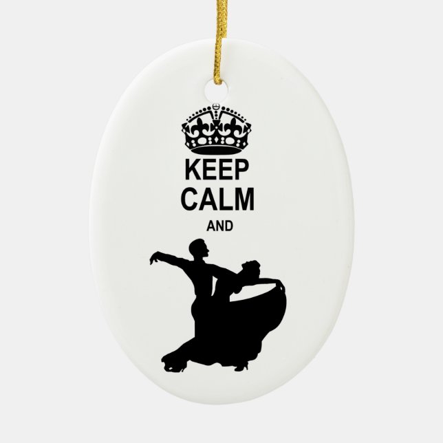 Keep Calm and Ballroom Dance Ceramic Tree Decoration (Front)