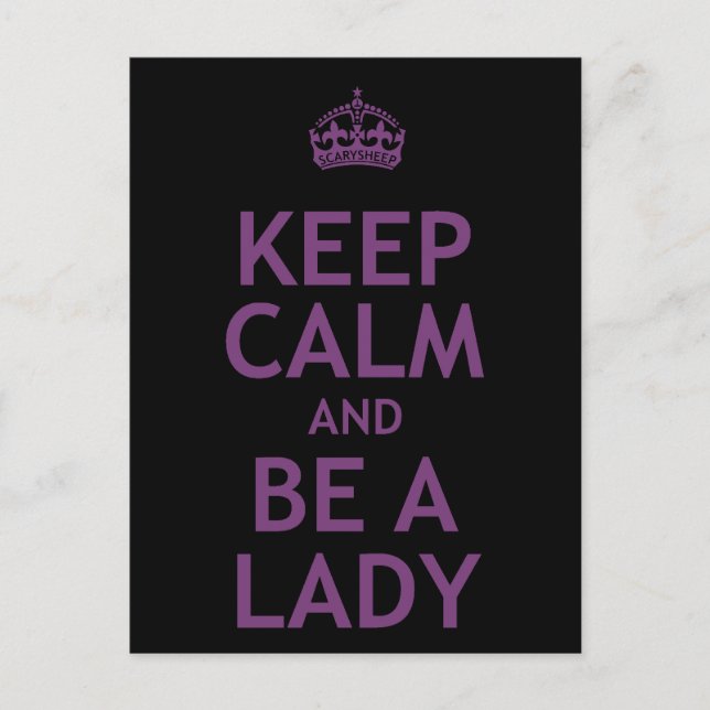 Keep Calm and Be a Lady Postcard (Front)