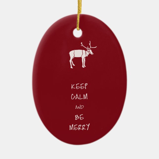Keep Calm and Be Merry Ceramic Tree Decoration (Front)