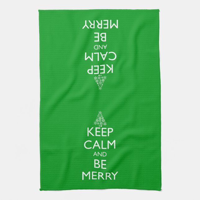 KEEP CALM AND BE MERRY TEA TOWEL (Vertical)