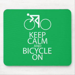 Keep Calm and Bicycle On Print Bike Art Gift Green Mouse Pad