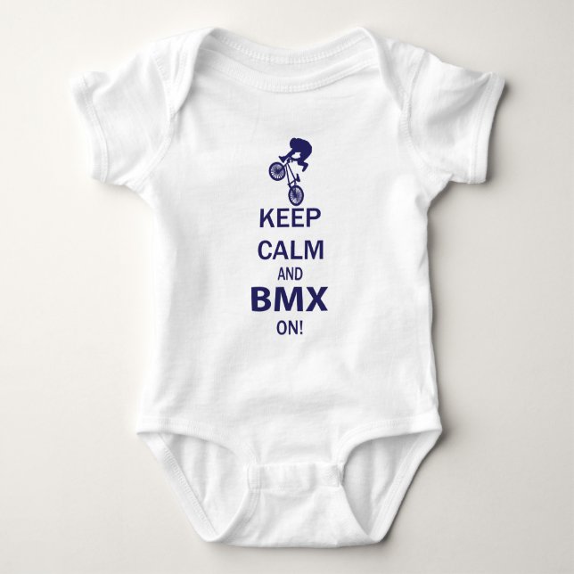 Keep Calm and BMX ON Baby Bodysuit (Front)