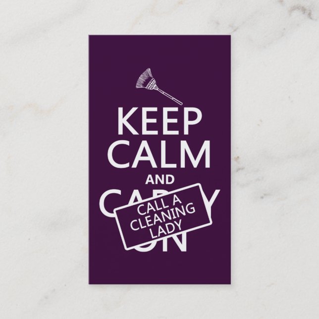Keep Calm and Call A Cleaning Lady Business Card (Front)