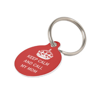 keep calm and call personalised pet tag