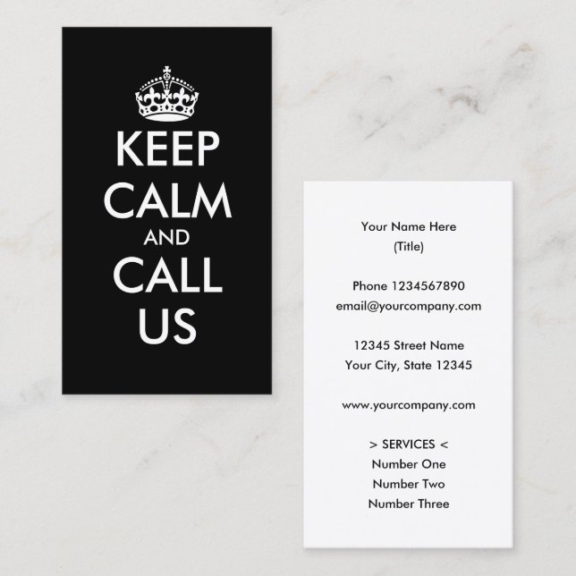 Keep Calm And Call Us business card logo template (Front/Back)