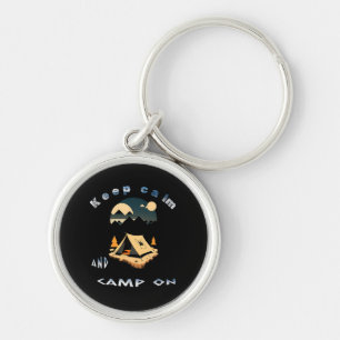 Keep calm and camp on adventure camp key ring