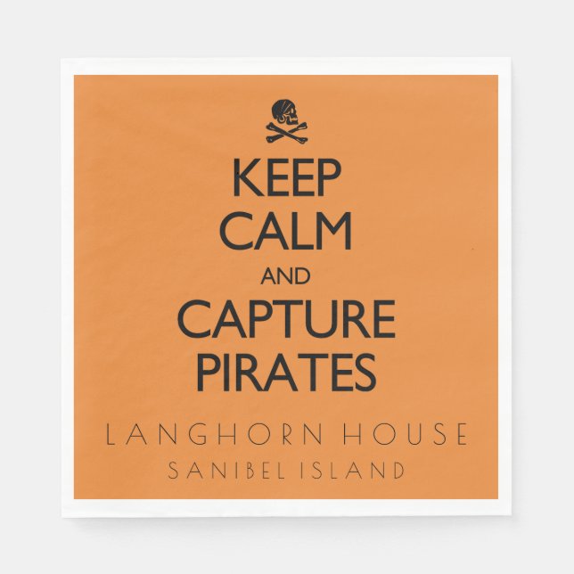 Keep Calm and Capture Pirates Personalised Napkin (Front)
