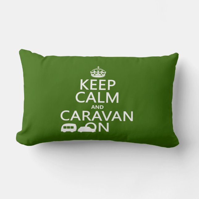 Keep Calm and Caravan On (customisable colours) Lumbar Cushion (Front)