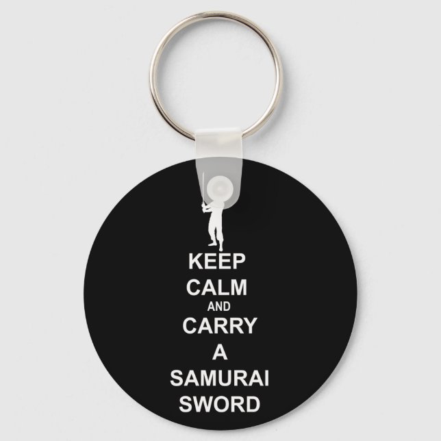 Keep calm and carry a samurai sword key ring (Front)
