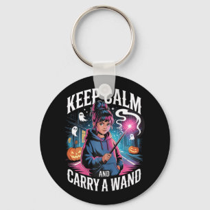 Keep Calm And Carry A Wand Teen Girl Halloween Wit Key Ring