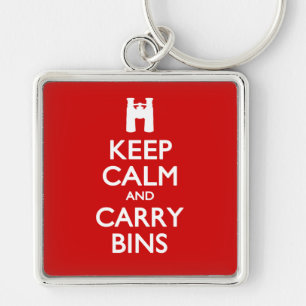 Keep Calm and Carry Bins Key Ring