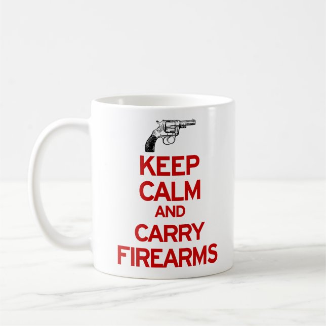 Keep Calm and Carry Firearms mug (Left)