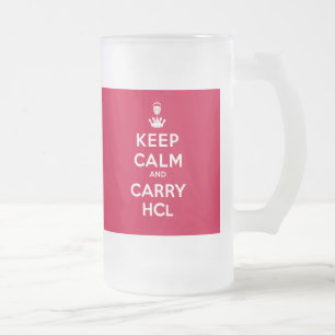 Keep Calm and Carry HCL Frosted Glass Beer Mug