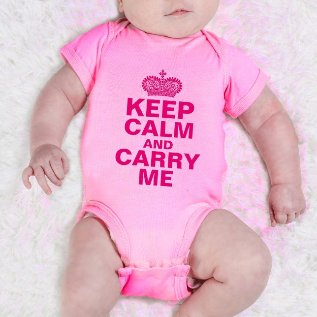 "Keep Calm and Carry Me" personalised baby girl Baby Bodysuit (Creator Uploaded)