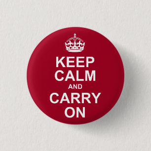 keep calm and carry on 3 cm round badge