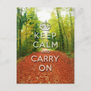 keep calm and carry on Autumn season Postcard