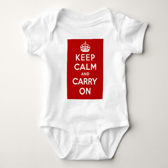 Keep Calm And Carry On Baby Bodysuit (Front)