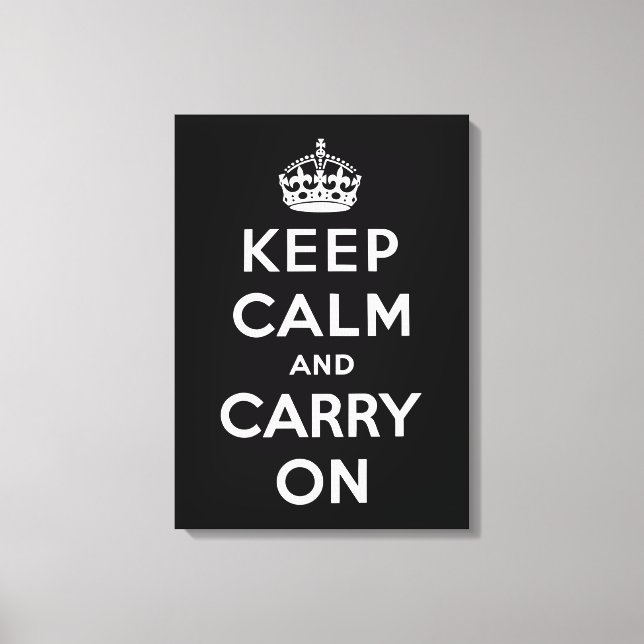 Keep Calm and Carry On (Black Design) Canvas Print (Front)