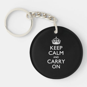 Keep Calm And Carry On Black Key Ring