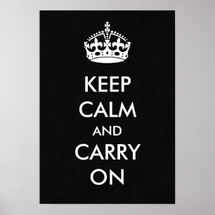 Keep Calm and Carry on Black Kraft Paper Poster
