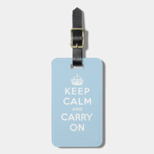 keep calm and carry on blue luggage tag