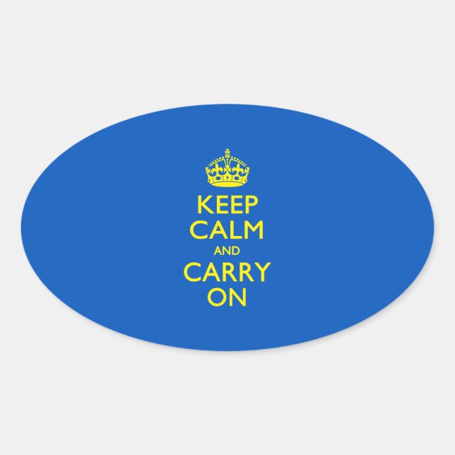 KEEP CALM AND CARRY ON Blue Oval Sticker (Front)