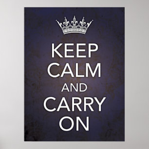 Keep Calm and Carry On Blue Print