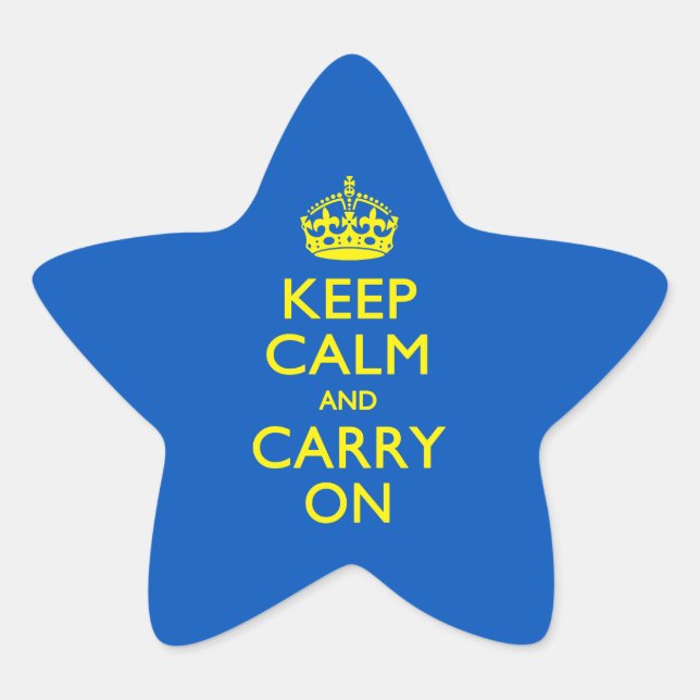 KEEP CALM AND CARRY ON Blue Star Sticker (Front)