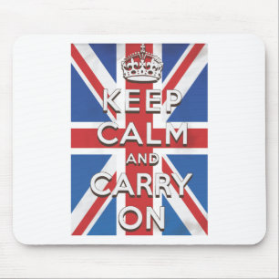 Keep Calm and Carry On British Flag Mouse Pad