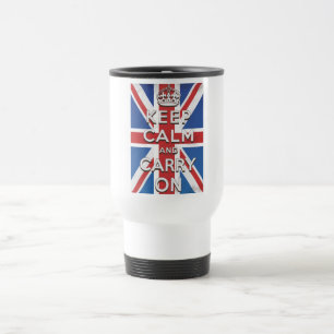 Keep Calm and Carry On British Flag Travel Mug