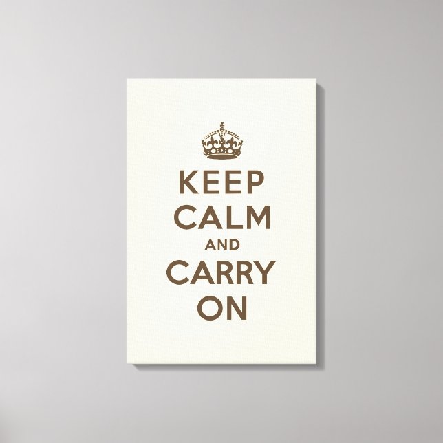 Keep Calm and Carry On Chocolate on Vanilla Canvas Print (Front)