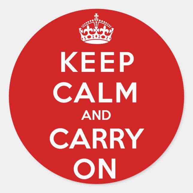 Keep Calm and Carry On Classic Round Sticker (Front)