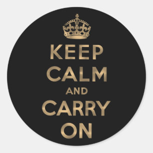Keep Calm And Carry On Classic Round Sticker