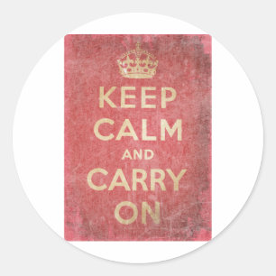 Keep Calm And Carry On Classic Round Sticker