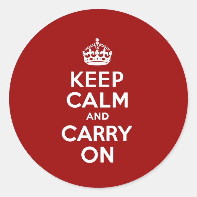 Keep Calm and Carry On Classic Round Sticker (Front)