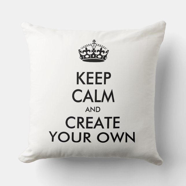 Keep Calm and Carry On Create Your Own Black Cushion (Front)