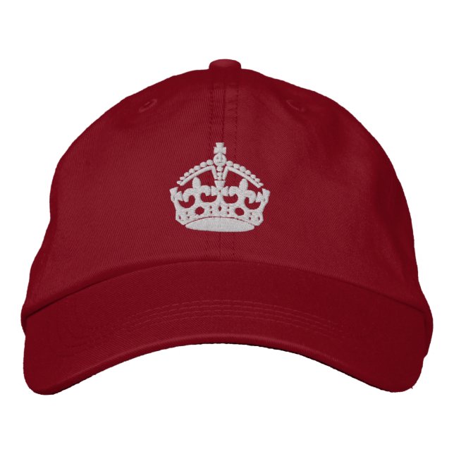 Keep Calm And Carry On Crown Embroidered Hat (Front)