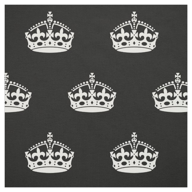Keep Calm And Carry On Crown Pattern Fabric (Swatch)