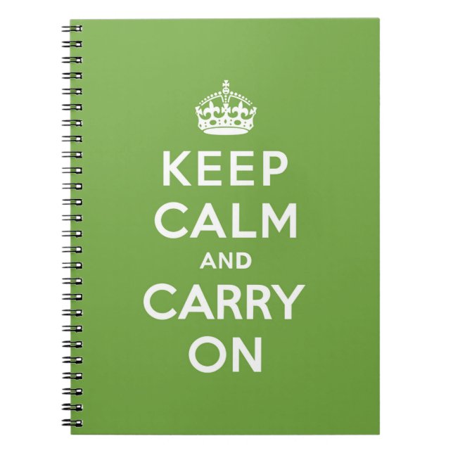 Keep Calm and Carry On Emerald Green Spiral Notebook (Front)
